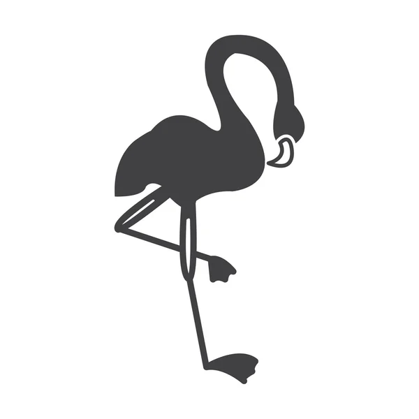 Flamingo schwarz einfaches Symbol auf weißem Hintergrund für Web — Stockvektor