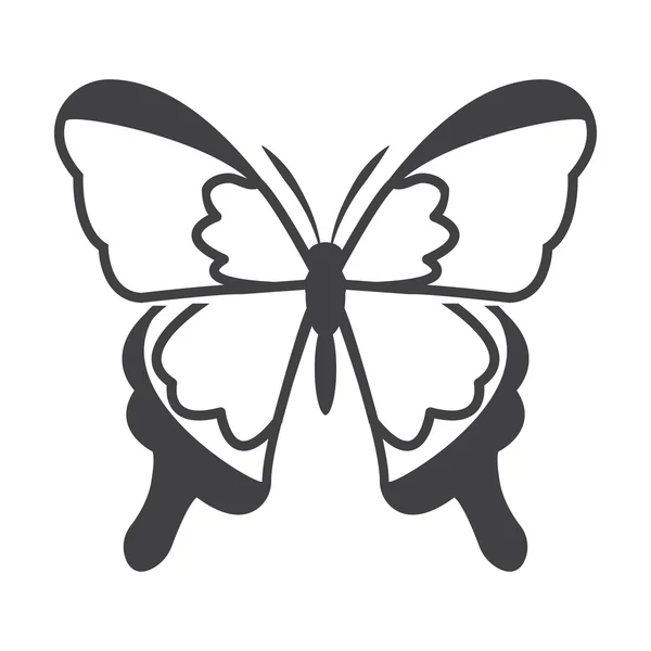 Farfalla nero semplice icona su sfondo bianco per il web — Vettoriale Stock