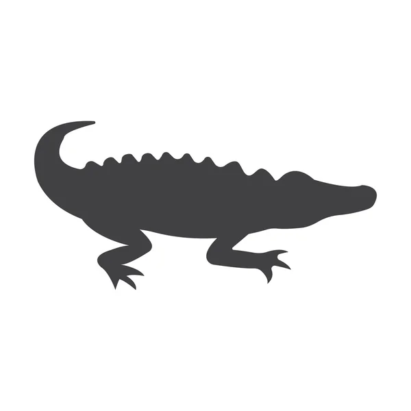 Crocodilo preto simples ícone no fundo branco para web — Vetor de Stock