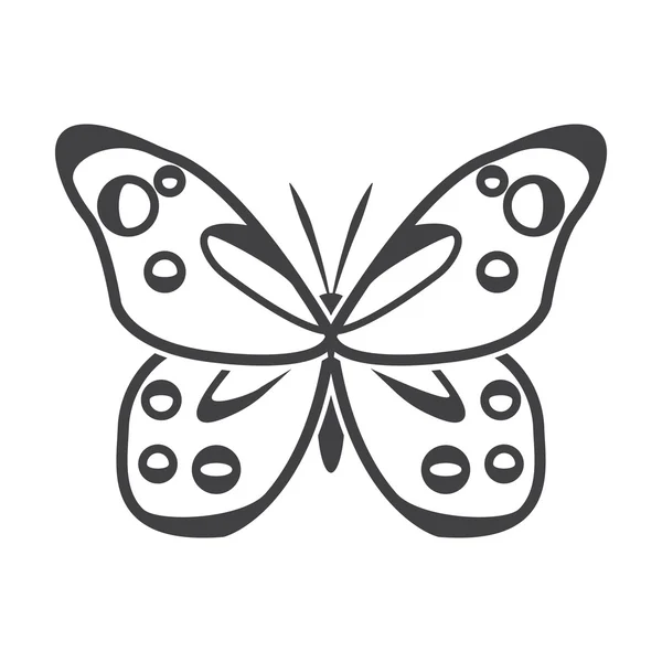 Butterfly black simple icon on white background for web — Stock Vector