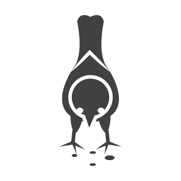Fågel svart enkel ikon på vit bakgrund för webben — Stock vektor