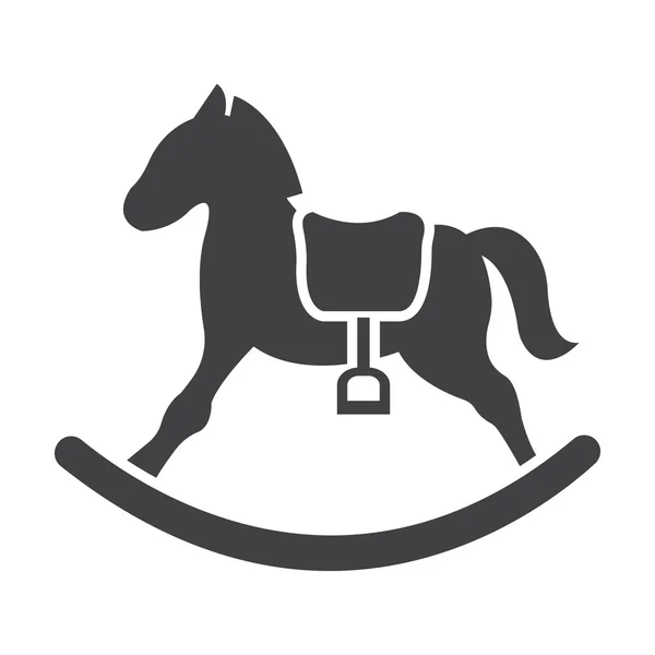 Balanceo caballo negro icono simple sobre fondo blanco para la web — Vector de stock