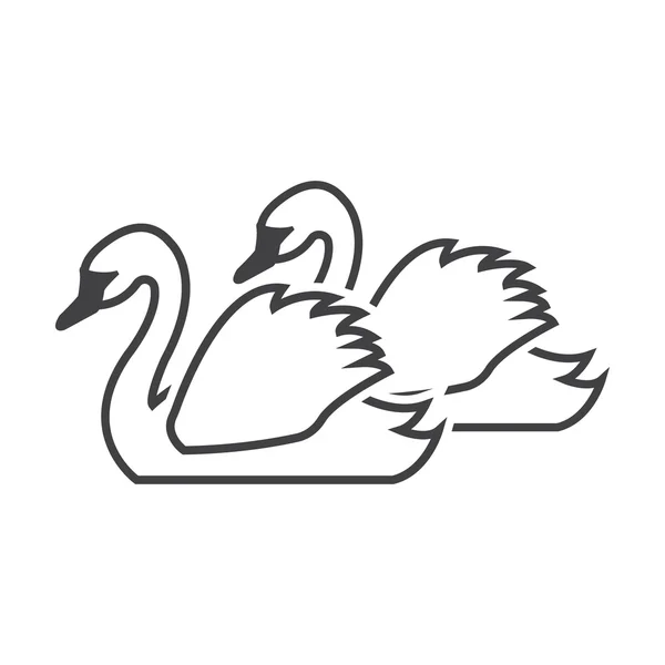 Labutě černé jednoduché ikony na bílém pozadí pro web — Stockový vektor
