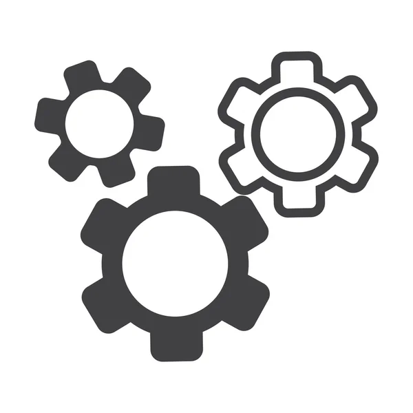 Gears zwarte eenvoudige pictogram op witte achtergrond voor web — Stockvector