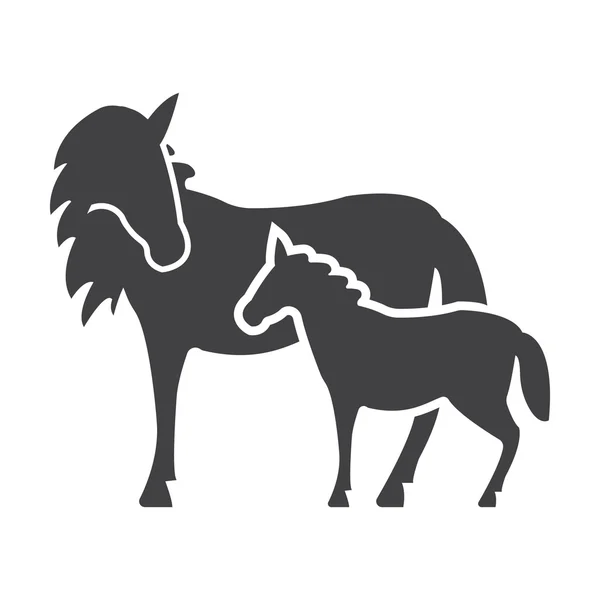 Paard, veulen zwarte eenvoudige pictogram op witte achtergrond voor web — Stockvector