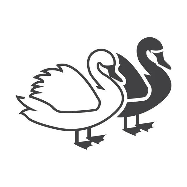Swans black simple icon on white background for web — Stock Vector