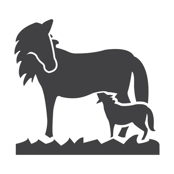 Ló, csikó fekete egyszerű ikonra a fehér háttér a web — Stock Vector