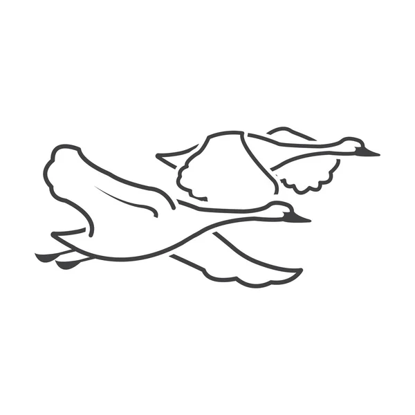 Cygnes icône simple noire sur fond blanc pour web — Image vectorielle