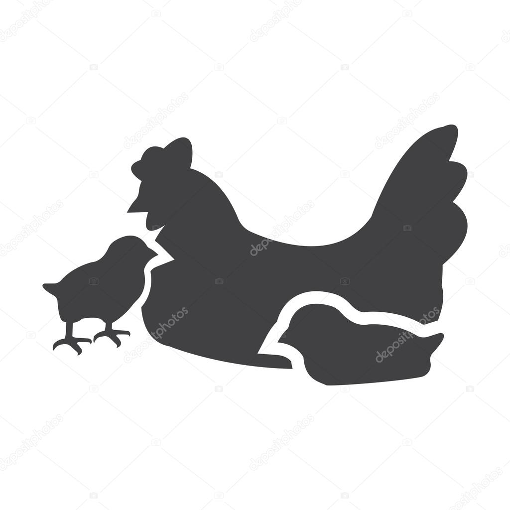 Hen Chickens Black Simple Icon On White Background For Web Stock Vector Image By C Pandavector