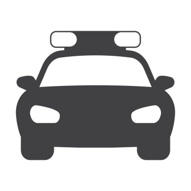 Polis Araba siyah beyaz arka plan web için basit simgesine