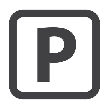 web için beyaz arka planda siyah işareti basit simge otopark