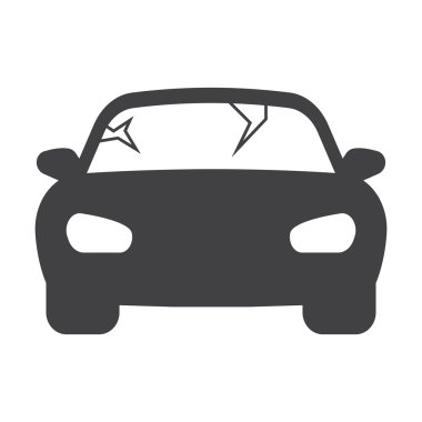 car crash black simple icon on white background for web clipart