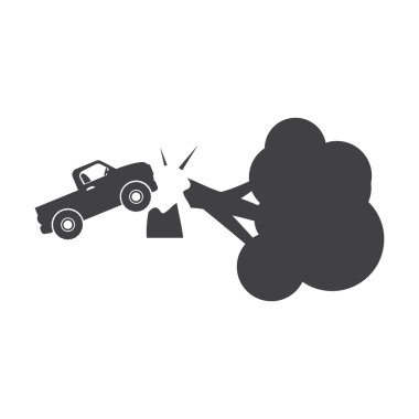 araba kazasında siyah beyaz arka plan web için basit simgesine