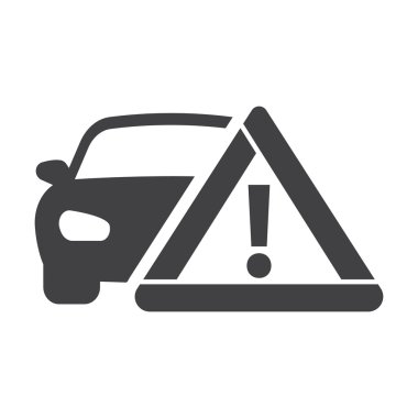 Araba uyarı siyah basit simgesi web için beyaz arka plan üzerinde