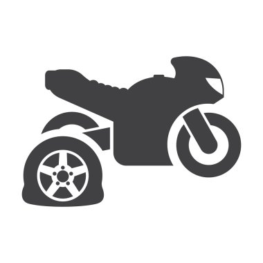 Delinmiş lastik siyah basit simgeler Web için ayarla motosiklet
