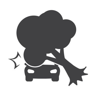 araba kazasında siyah beyaz arka plan web için basit simgesine