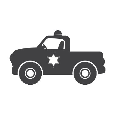 Polis ya da Şerif Araba siyah basit simgesi web için beyaz arka plan üzerinde