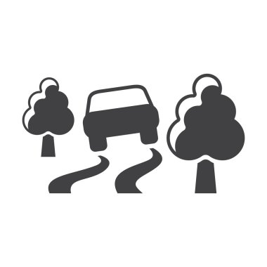 Orman araba yol siyah basit simgeler Web için ayarla