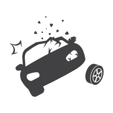 car crash black simple icons set for web