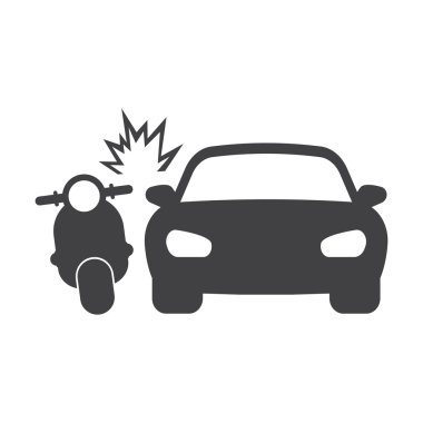 Araba kazası siyah basit simgeler web için ayarla moped