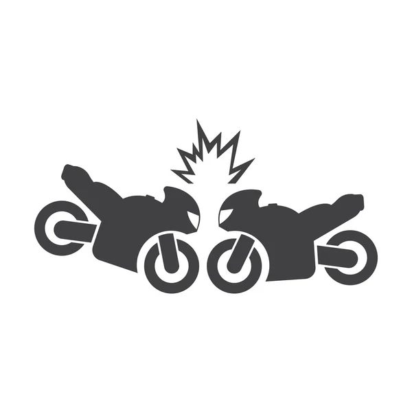 Motorrad Kollision schwarz einfaches Symbol auf weißem Hintergrund für Web — Stockvektor
