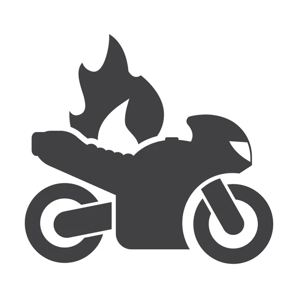 Motocykl ogień czarne proste ikona na białym tle dla sieci web — Wektor stockowy