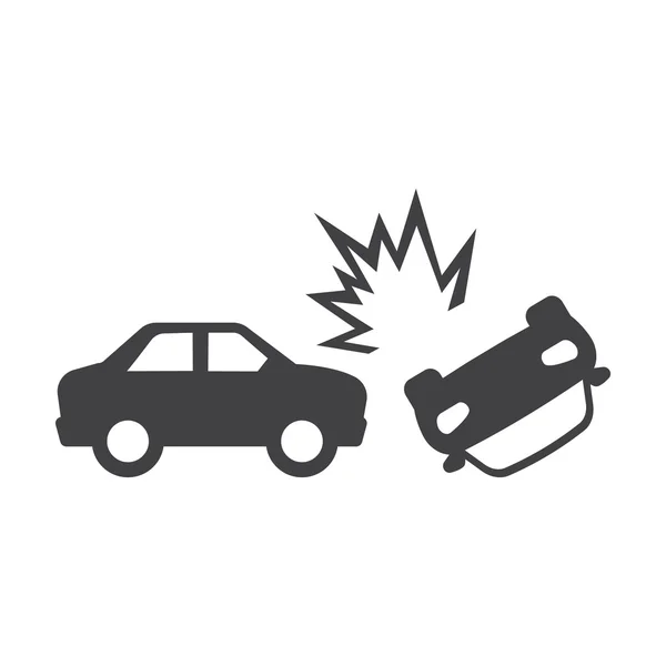 Accidente de coche negro icono simple sobre fondo blanco para la web — Vector de stock
