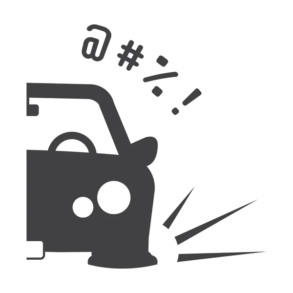 Autounfall schwarz einfaches Symbol auf weißem Hintergrund für Web — Stockvektor