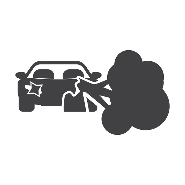 Car crash black simple icon on white background for web — Stock Vector