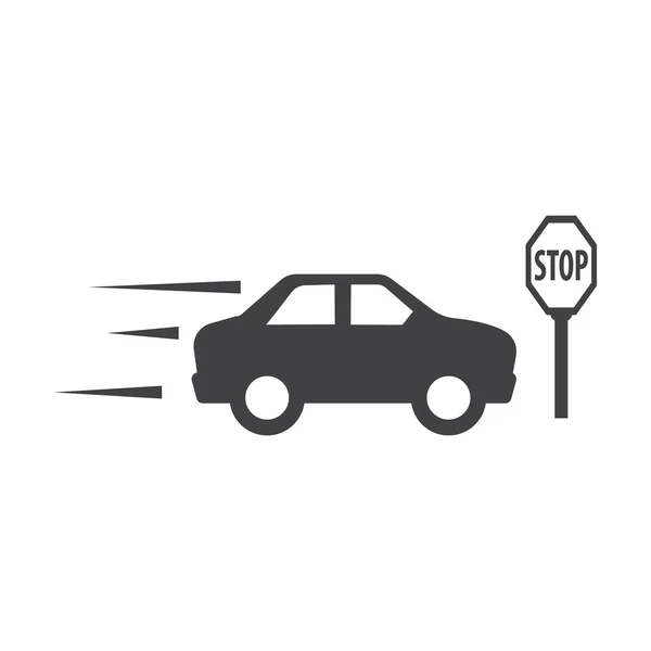 Kecepatan mobil ikon sederhana hitam di latar belakang putih untuk web - Stok Vektor