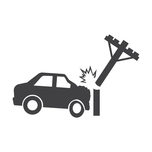 Crash pole mobil sederhana ikon hitam pada latar belakang putih untuk web - Stok Vektor