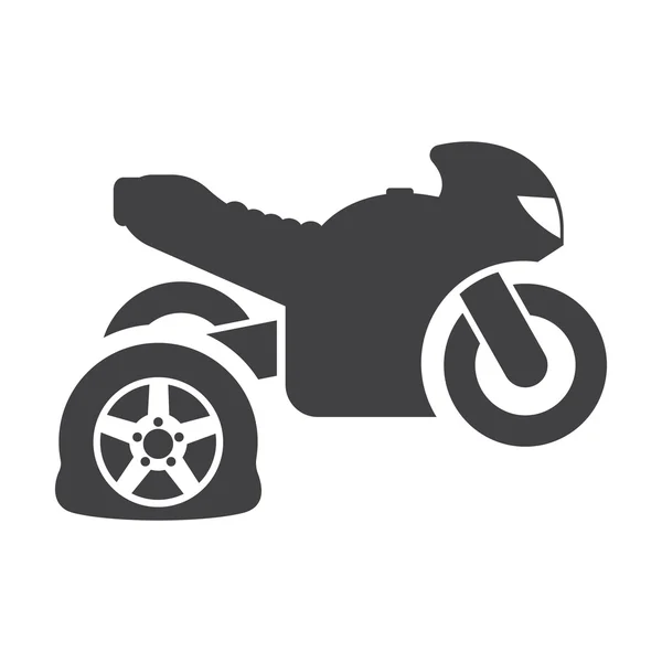 Motociclo forato pneumatico nero semplici icone impostate per il web — Vettoriale Stock