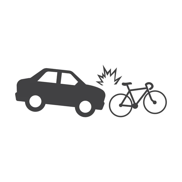 Araba kaza Bisiklet siyah basit simgeler Web için ayarla — Stok Vektör