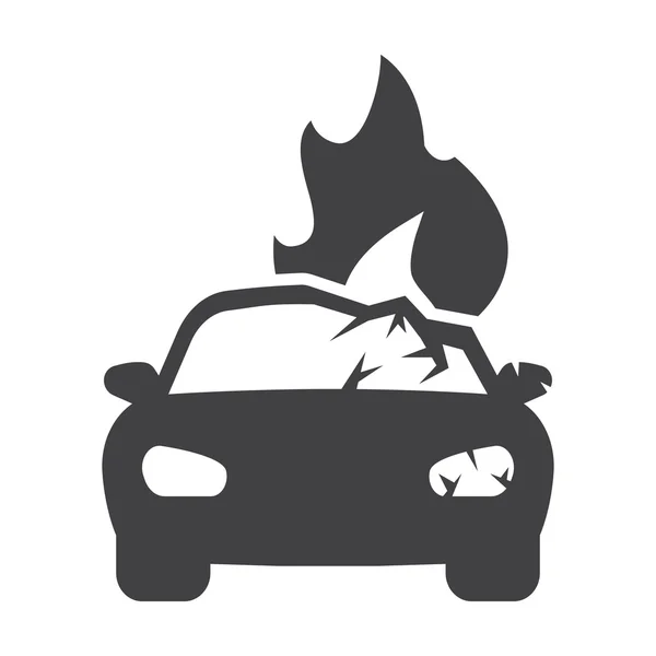 Autó tűz fekete egyszerű ikonok a webes — Stock Vector