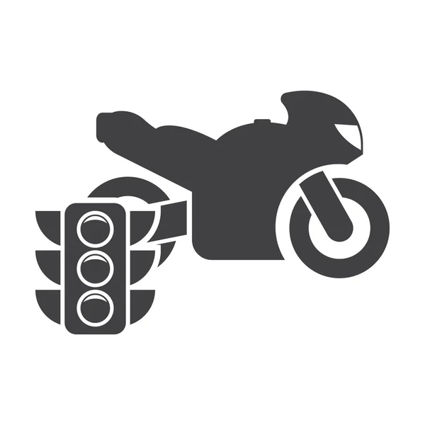 Motocicleta semáforo preto ícones simples definido para web — Vetor de Stock