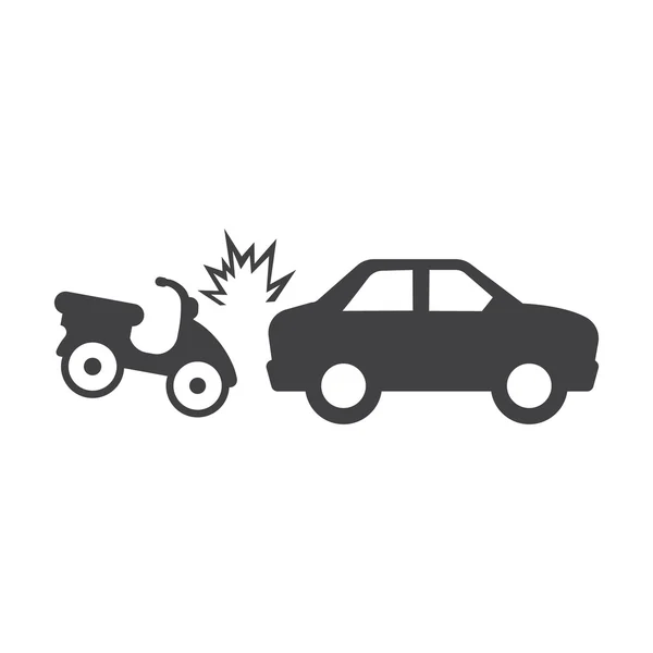 자동차 사고 오토바이 검은 간단한 아이콘 웹에 대 한 설정 — 스톡 벡터