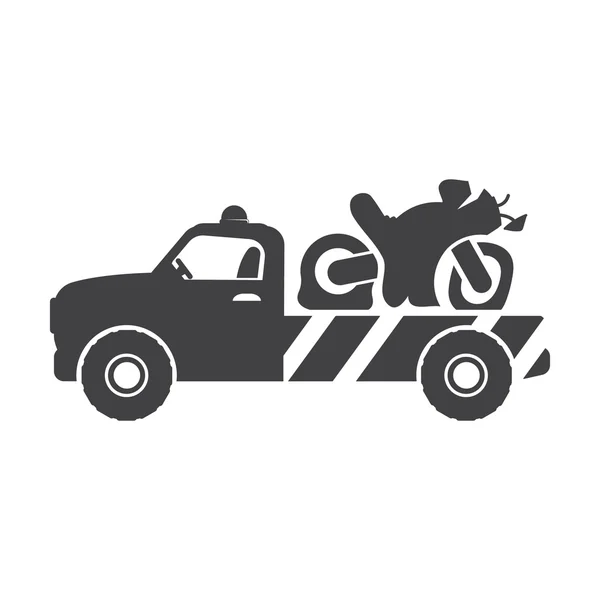 Tow truck black simple icons set for web — Stock Vector