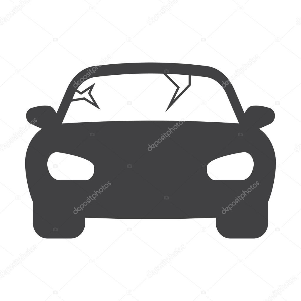 car crash black simple icon on white background for web