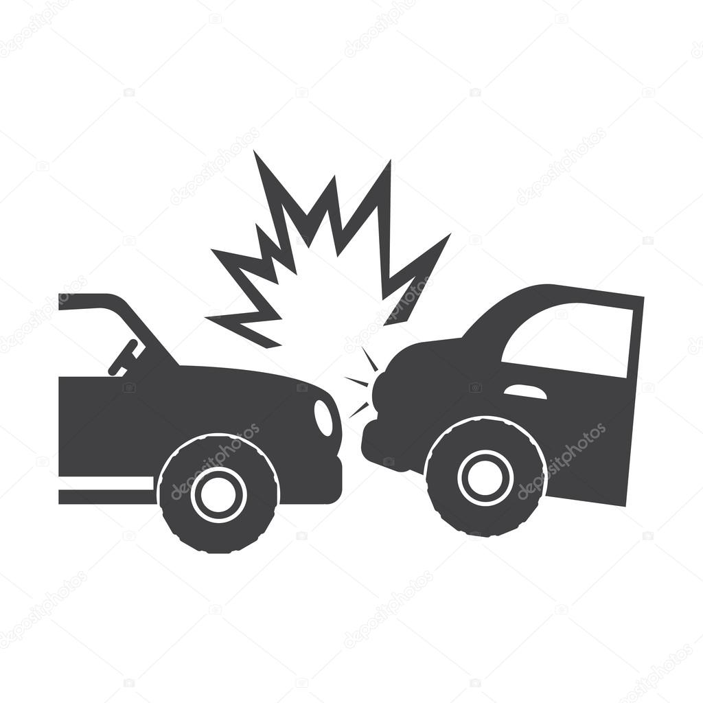 car crash black simple icon on white background for web