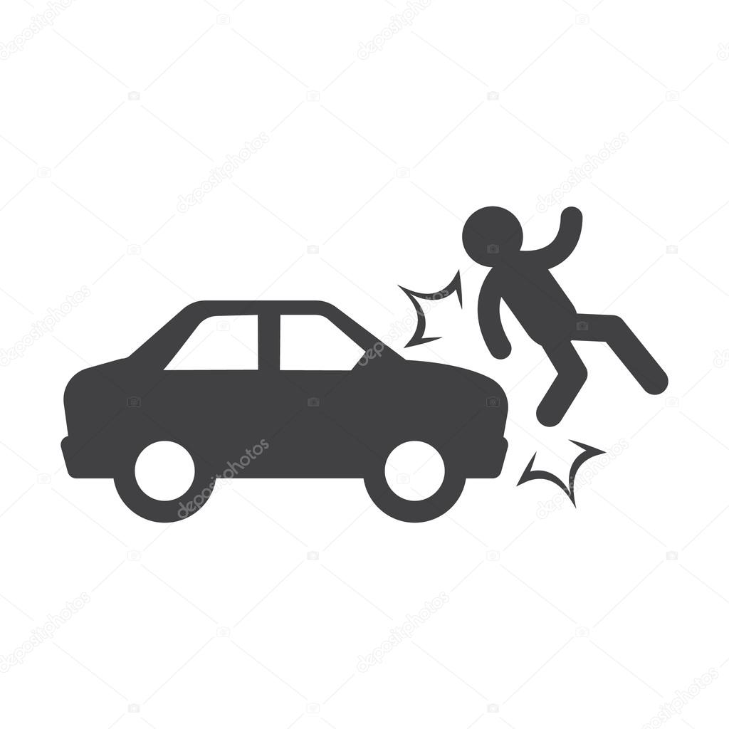car accident black simple icon on white background for web