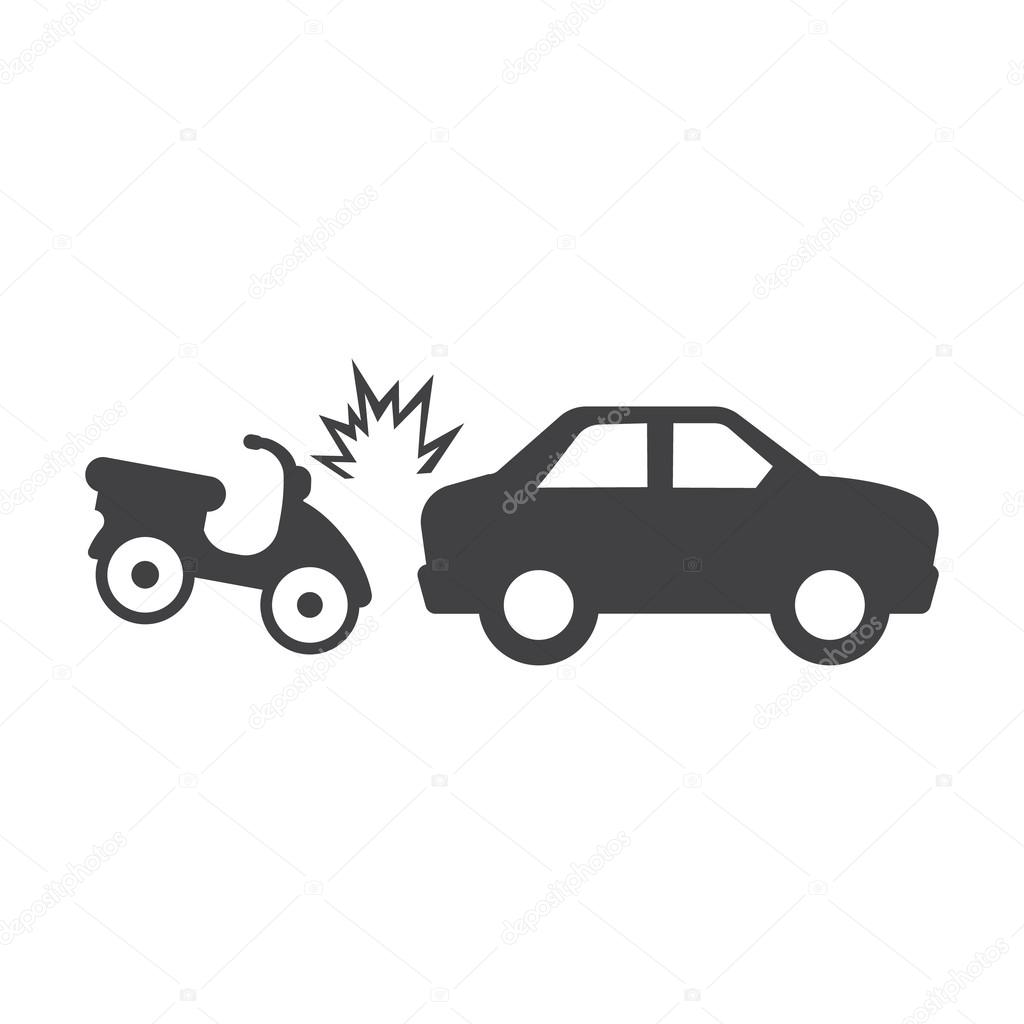 car crash moped black simple icons set for web