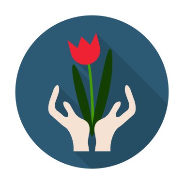  yaprakları, web için uzun gölge ile düz simgesi Lale