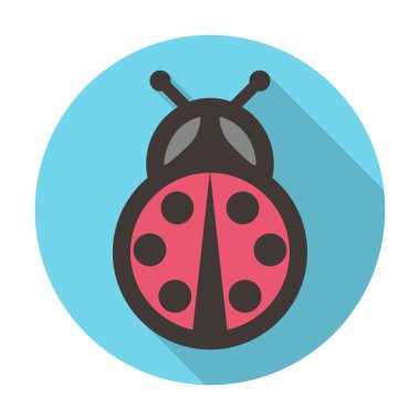  web için uzun gölge ile uğur böceği düz simgesi