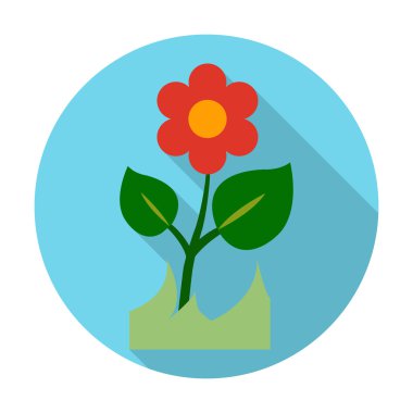 web için uzun gölge ile çiçek düz simgesi