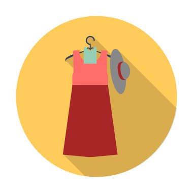 şapka, elbise düz simgesi ile web için uzun gölge