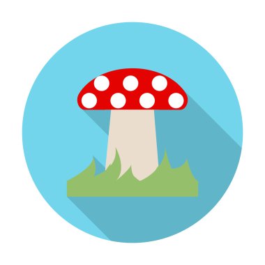 Amanita düz simgesi ile web için uzun gölge