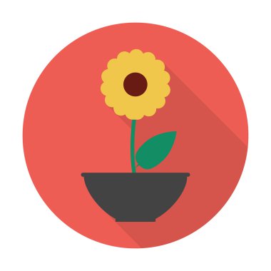 web için uzun gölge ile çiçek düz simgesi