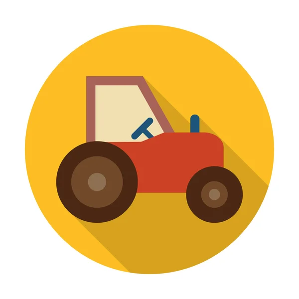 Tractor icono plano con sombra larga para web — Vector de stock