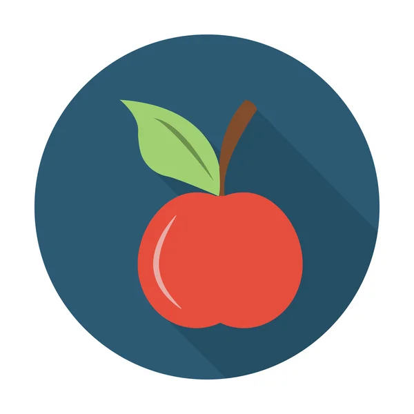 Icône plate pomme avec ombre longue pour toile — Image vectorielle