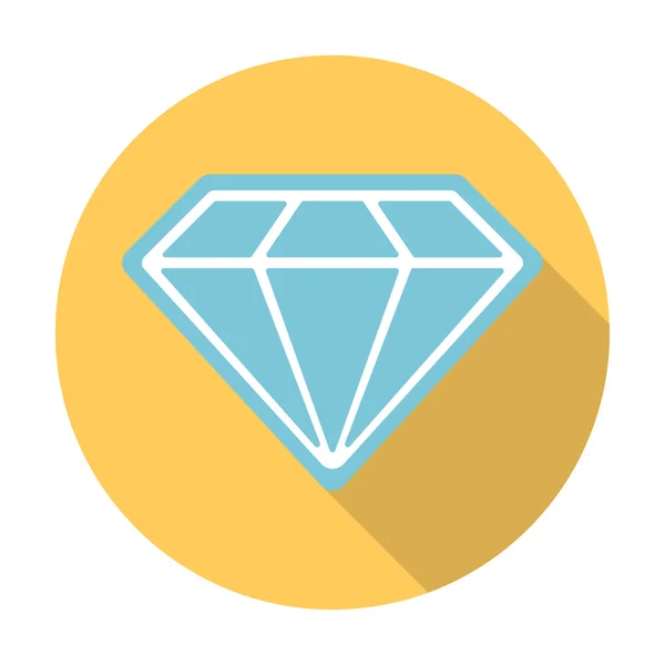 Icono plano de diamante con sombra larga para web — Vector de stock